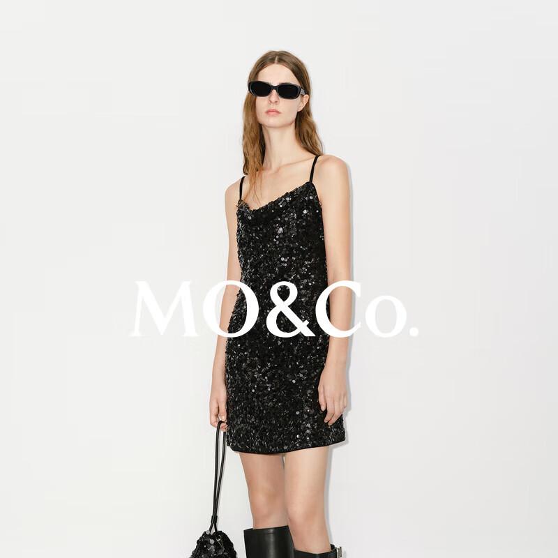 MO&Co. Qin Lan Collection Sequin Flocked V-Neck Dress