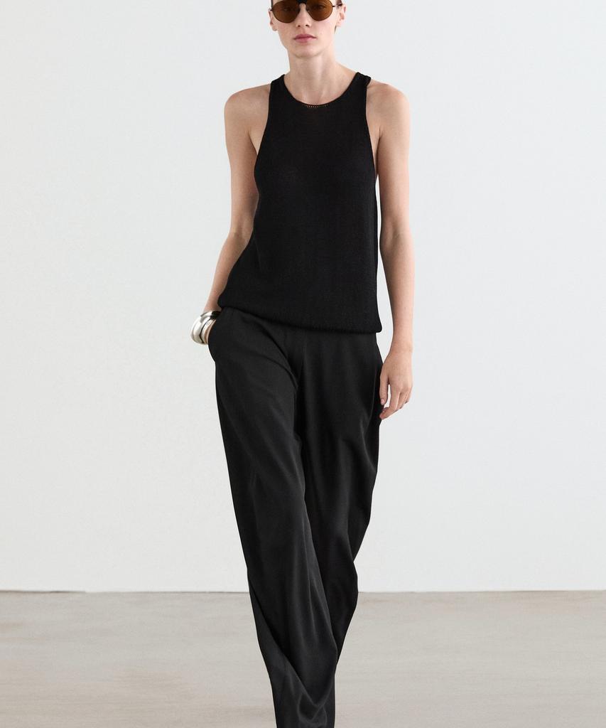 Masimodutti Wool Blend Stitch Detail Pants