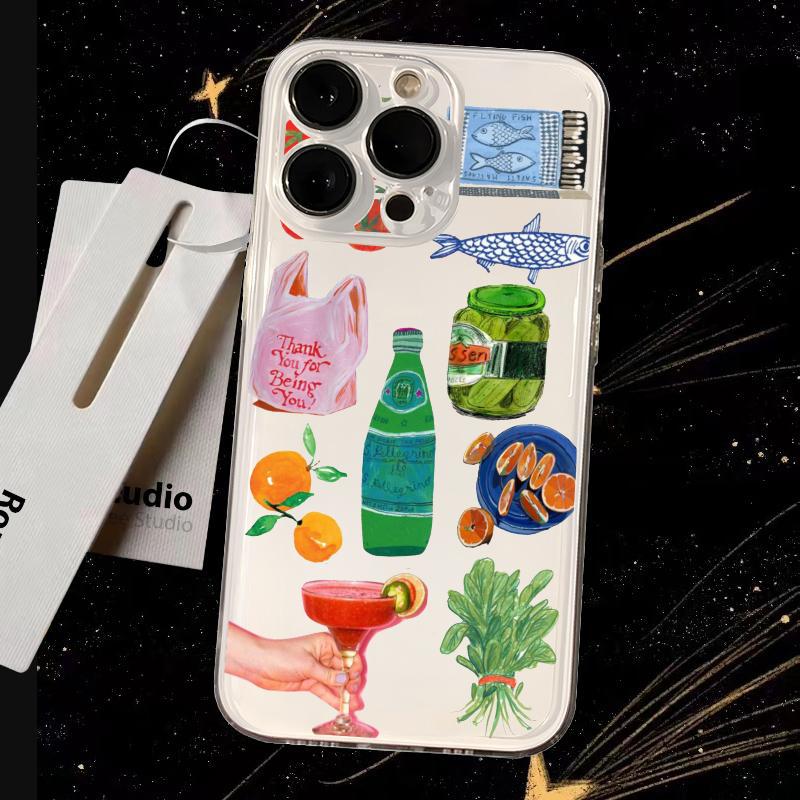 

Scenery cocktail Seaside Art design Phone Case Transparent Phone Case For iPhone 16 15 14 13 12 11 Pro Max XR Plus iPhone 12 Pro Max