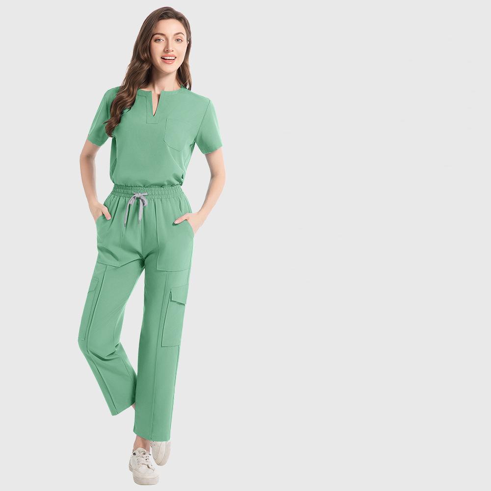 Medizinische Damen Krankenschwester Scrub Set Taschenhose OP-Saal Schönheitssalon Arbeitskleidung