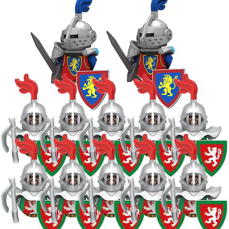 Medieval Ancient Military Figures Dragon Country's Soldier Green Dragon Knight Small Particles Building Block Model Children Toy