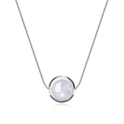 10mm Moonstone Beads Necklace Silver Chain