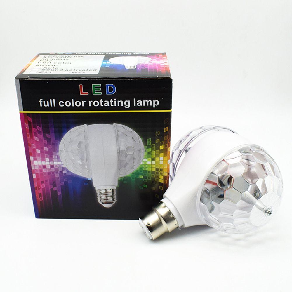 Magic B22 E27 Christmas Party Double-headed Stage Light Bulb Crystal Ball Disco Lamp Rotating Bulb