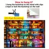 2D flaches Banner, farbenfroher Polyester-Foto-Hintergrund - Bar-Display-Ständer-Design kombiniert mit bunten Flaschen
