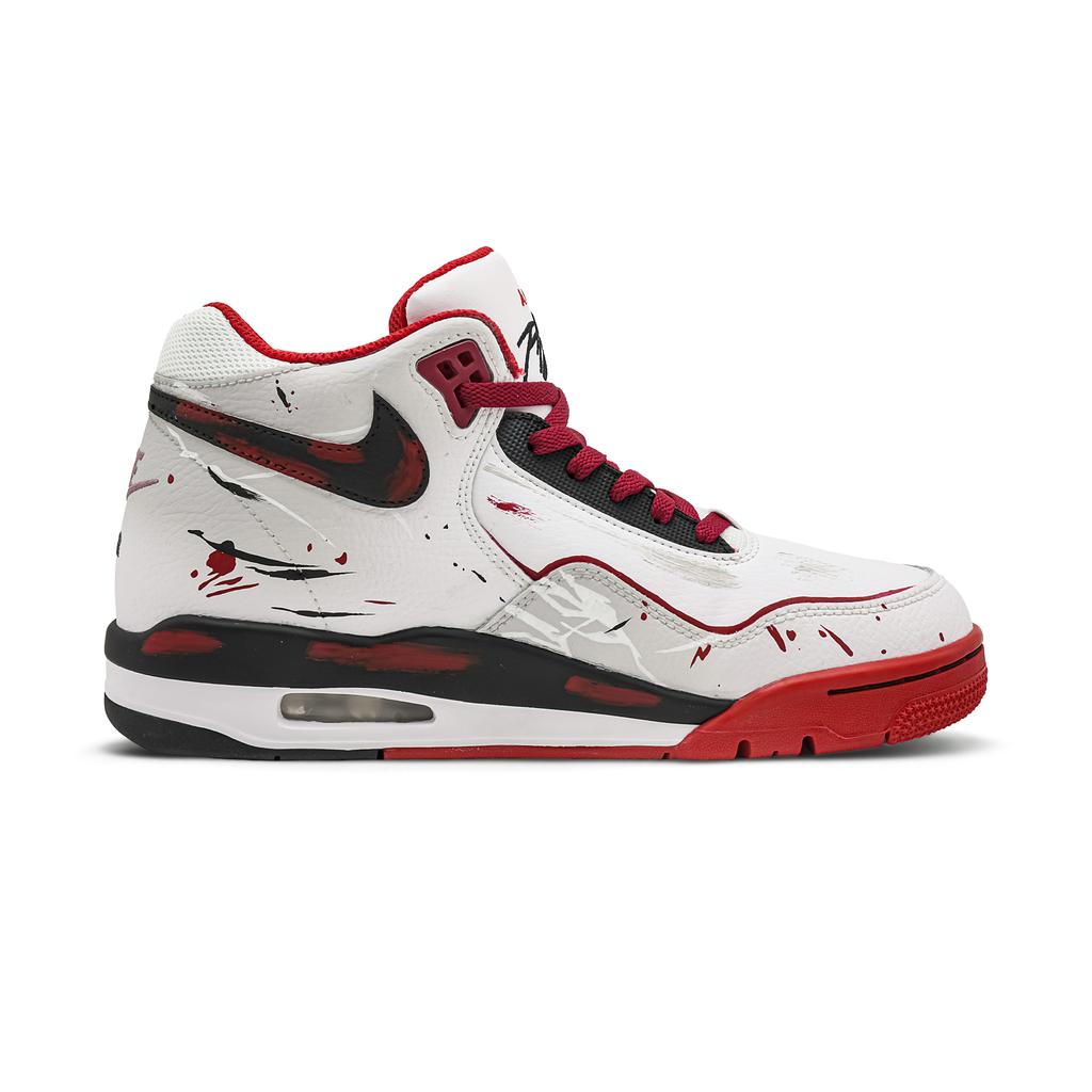 Nike Flight Legacy Crack Coverage Support Height Increasing High top Vintage Basketball Shoes Men's Red White BQ4212-100(Team861-)