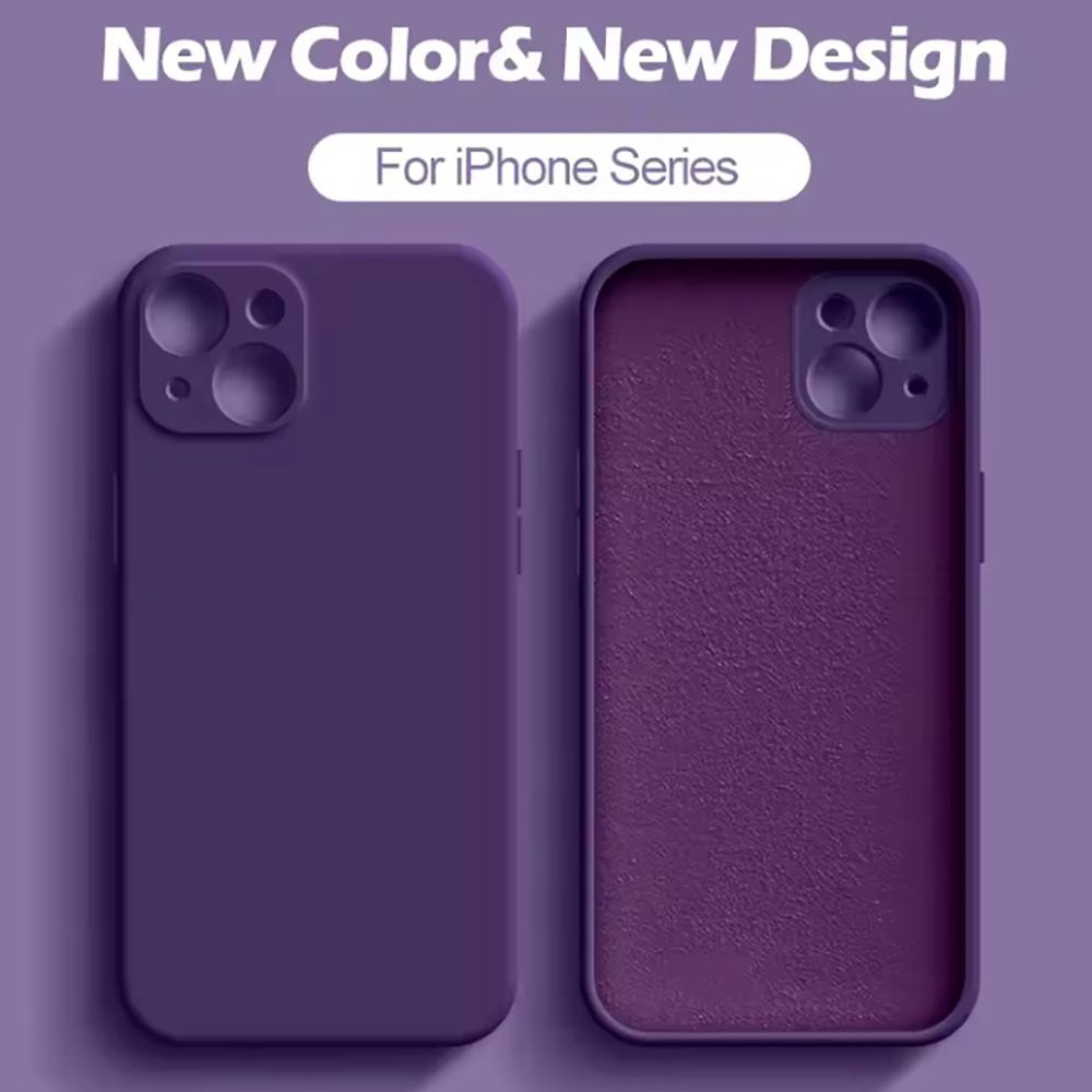Rundumschutz Hülle Dunkelviolett Für iPhone 16 Flüssigsilikon Handyhülle 11 12 13 14 15 Pro Max Mini X XS XR 7 8 14 15 16 Plus
