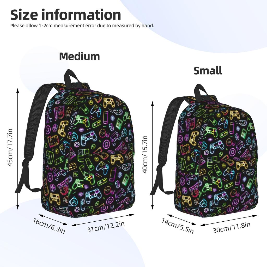 Video Game Gaming Controller Casual Backpack Outdoor High School Hiking Travel Daypack Laptop Computer Shoulder Bag