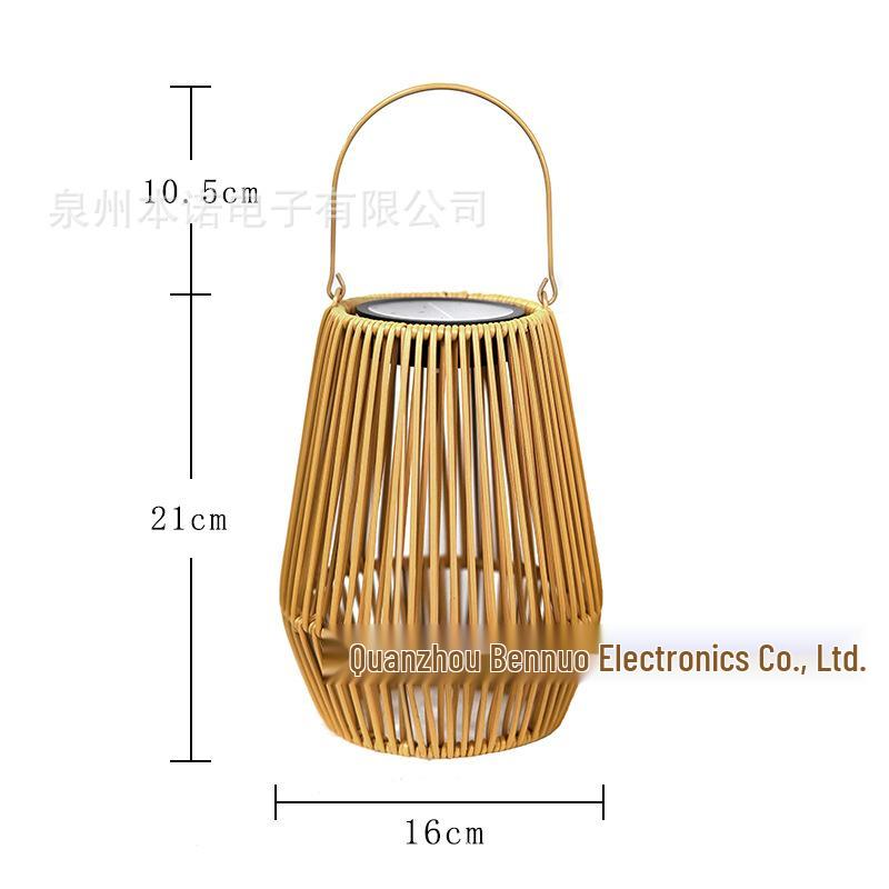 "Portable Retro Bamboo Rattan Solar Lanterns - Outdoor Hanging Garden Lights"