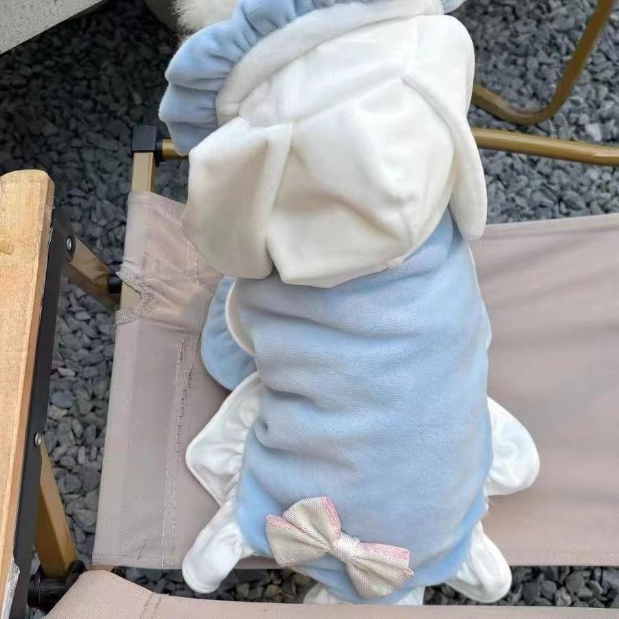 Pet Autumn/Winter Dog Doll Funny Clothes Autumn/Winter Plush Rabbit Ear Hoodie Teddy Bear Hoodie Cute Clothes Puppy Clothes