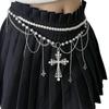 Trendy Long Metal Pearl Waistband Silver Hip Belly Chain for Women Perfect for Sweater Dresses and Rave Outfits