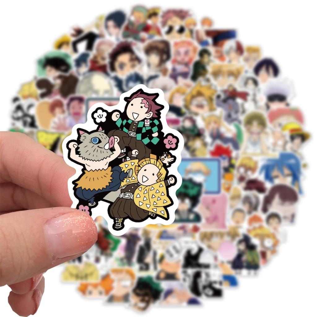 300Pcs Mix Anime Stickers for Kids Onepiece JujutsuKaisen DragonBall Sticker DIY Car Wall Cool Cartoon Decals Waterproof Toy