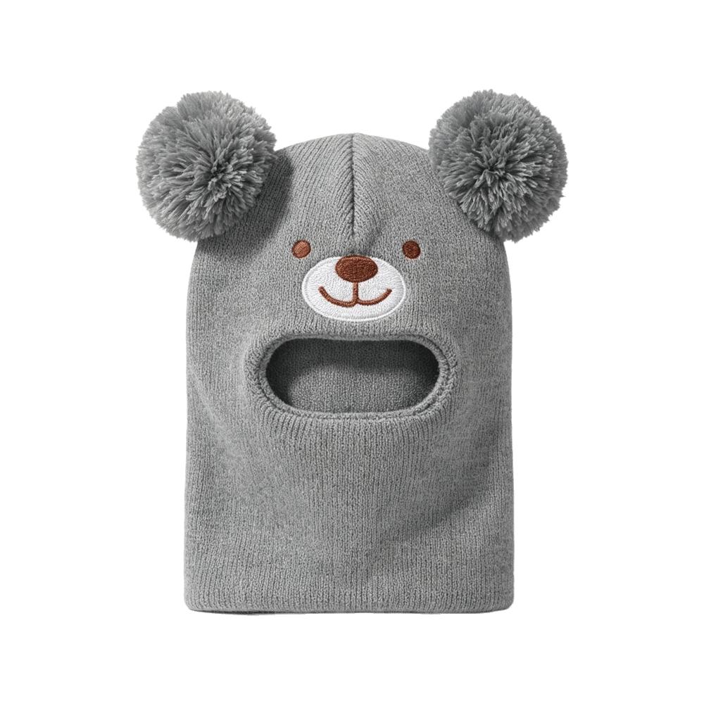 Cartoon Bear Kids Winter Hat Double Pom Poms Bear Headscarves  Winter Wear