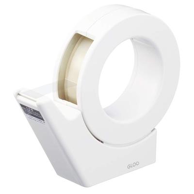 Řezačka pásky KOKUYO GLOO s přísavkou, praktický typ, velká role, exkluzivní bílá, rozměry V 133 x Š 38 x H 149 mm / 164 g, T-GM500W