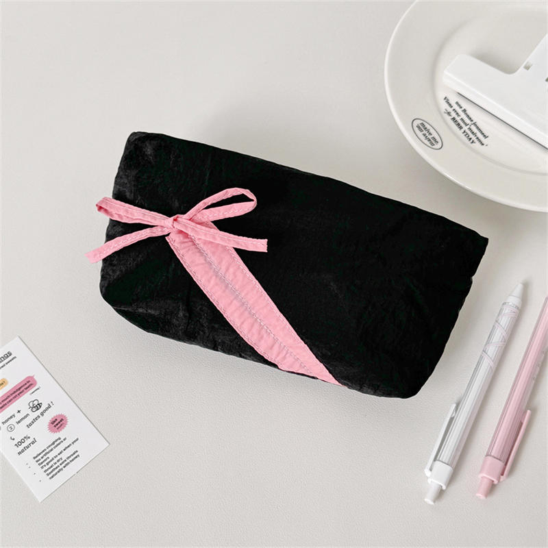 Make Up Pouch Thick Cotton Quilted With Bow Pepper Clothing Pen Box