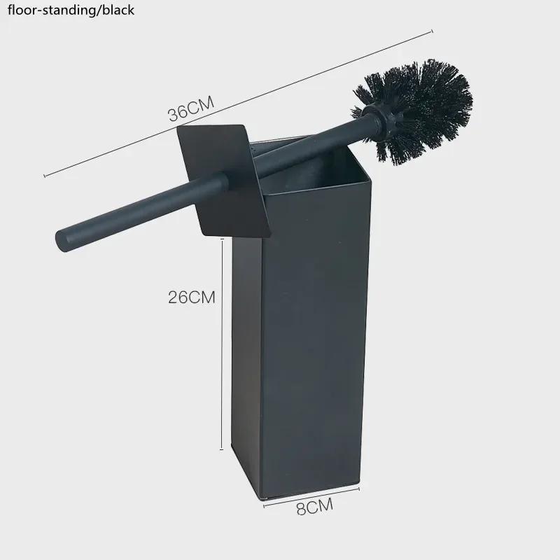 Bathroom Toilet Brush Holder Set Stainless Steel Black Square Cleaning Tools Vertical Toilet Brush Bathroom Cleaning Accessories