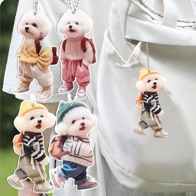 Creative Car Hanging Ornaments Puppy Man Backpack Gifts for Women Men Car Decoration Accessories Keychain Pendant Cute Teddy Dog