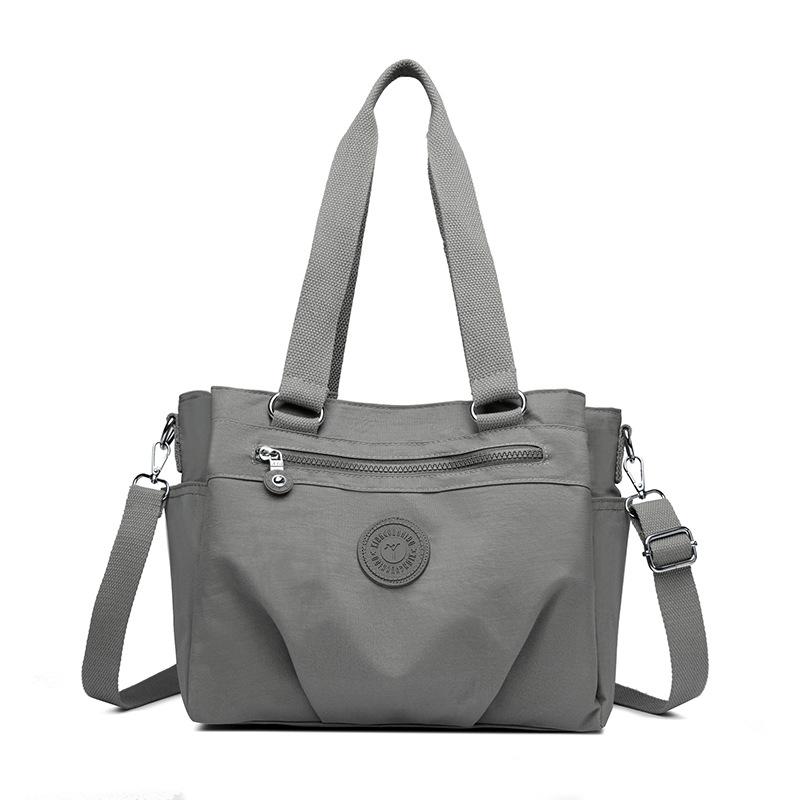 

Жіноча сумка через плече легка нейлонова сумка з кількома кишенями великої місткості темно-сірий