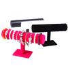 Soporte de exhibición de joyería de terciopelo para pulseras, collares, brazaletes, relojes, pinzas para el cabello y tocados. Organizador de estante en forma de T.