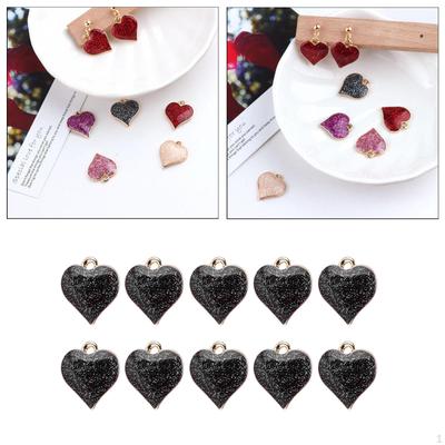 10 Pieces Heart Shaped Jewelry Charms Enamel Pendant Dangle Charm for Earring Bracelet Making DIY