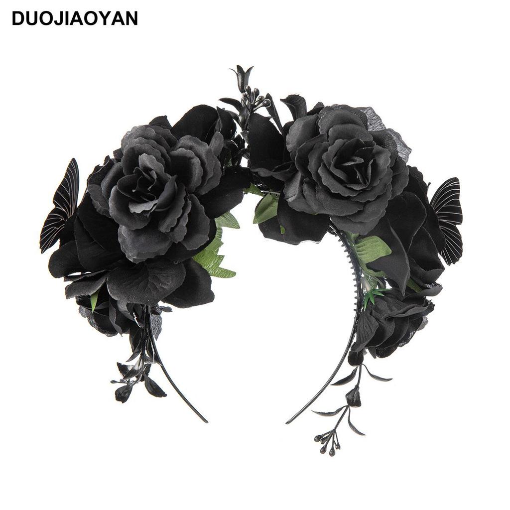 Halloween Flower Headband with Spider for Cosplay or Makeup Party