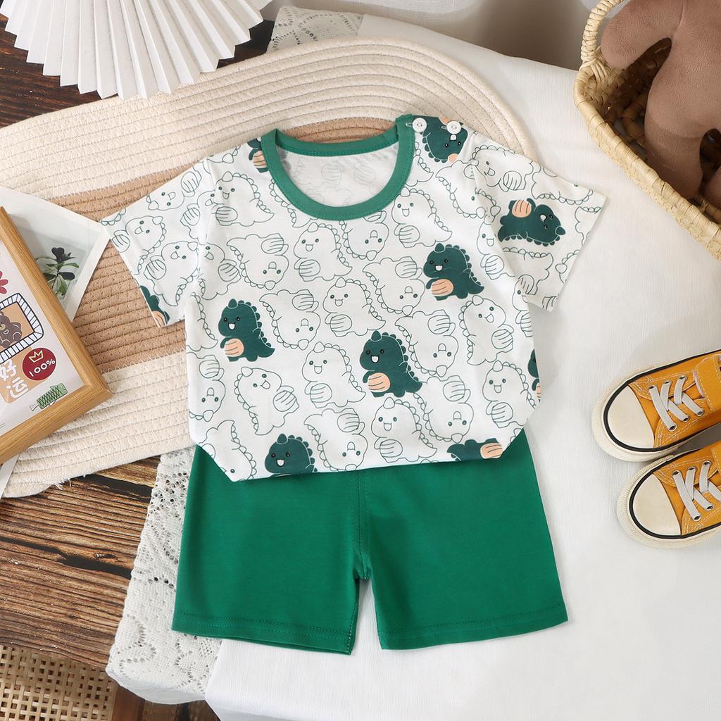 Summer Cotton Print Kids Boys Clothes Sleeveless Tops Shorts 2pcs/set Baby Girls Vest Clothing Set Children Cotton Sport Suit