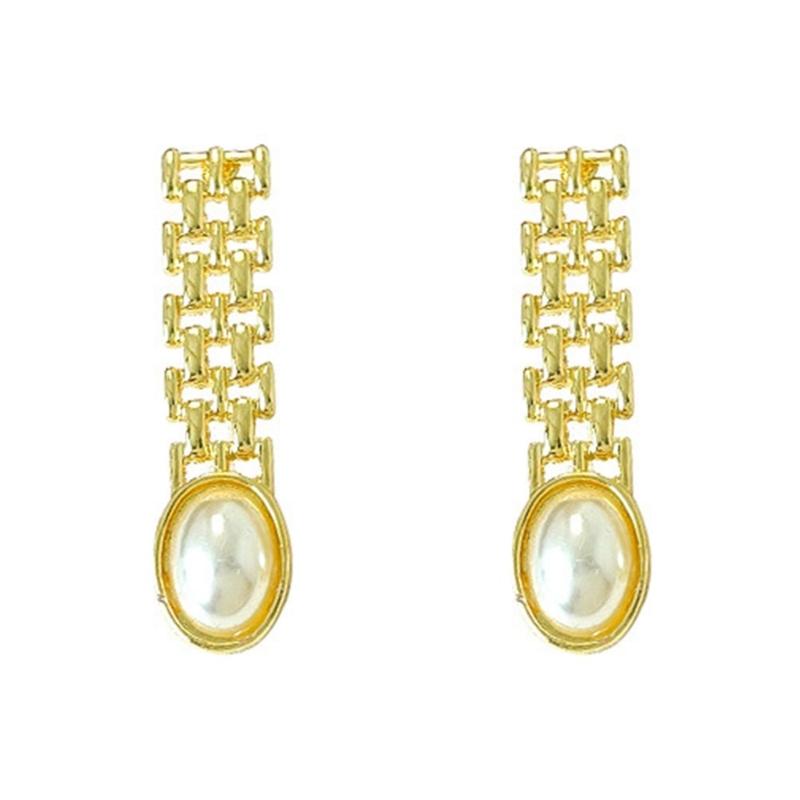 

Stylish Pearls Earrings Eye Catching Earrings Alloy Texture Comfortable Pearls Earrings for Daily Wear and Parties золотий
