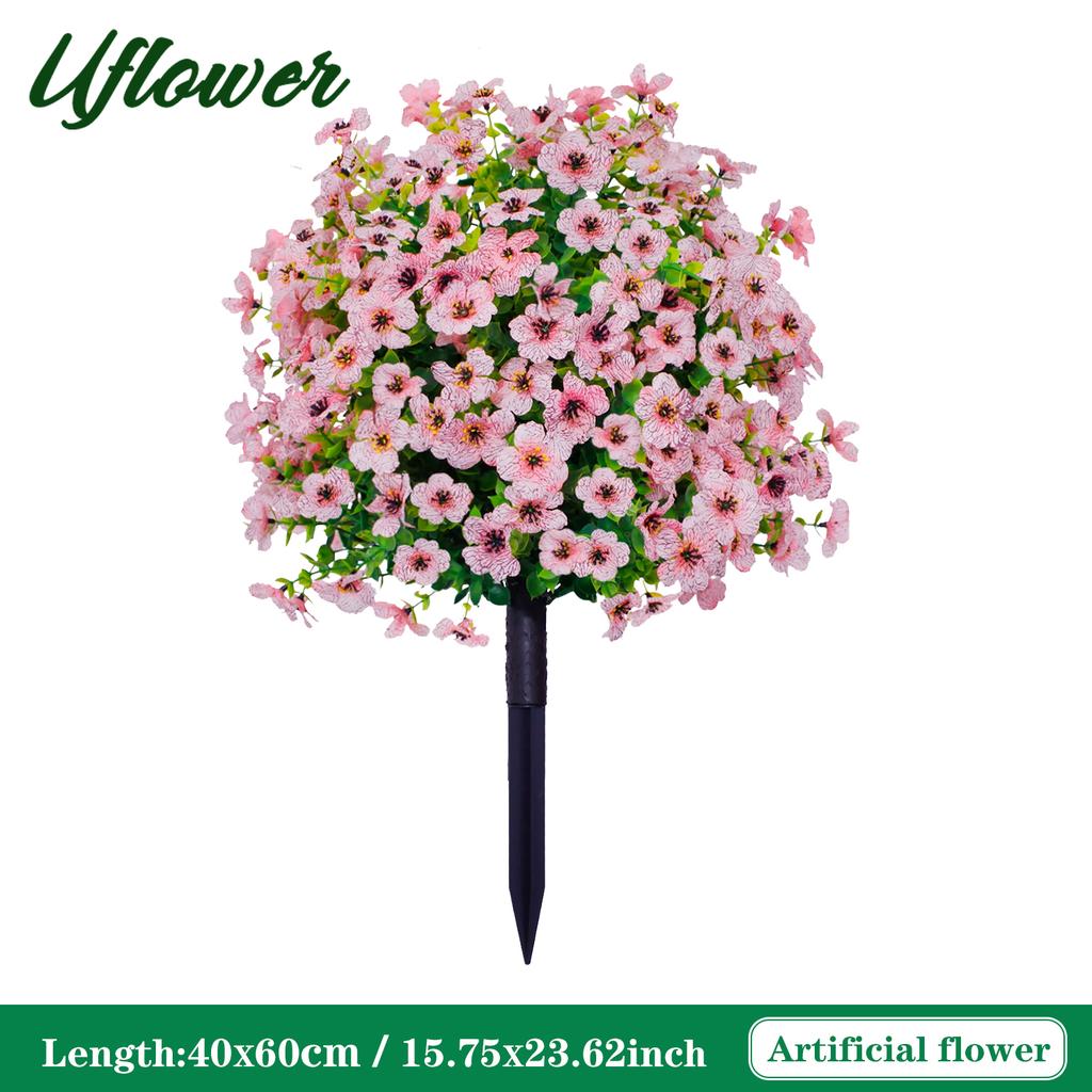1/2PCS Artificial Violet Flower Balls with Stakes UV-Resistant Realistic Outdoor Decor for Garden, Porch, Patio, Wedding, Home