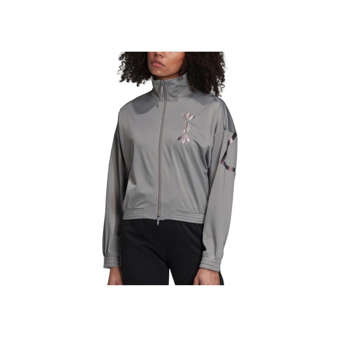 

Adidas Оригинальная повседневная спортивная куртка Lrg Track Top с логотипом и воротником-стойкой, с длинным рукавом, женская куртка серого цвета FS7227 XS