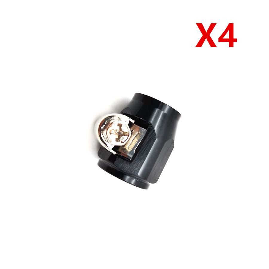 4Pc Fuel Oil AN4 12mm Aluminium Lightweight Anodised Reusable Black Hose Fittings Finishers Clamps Tube Hose AN-4 Black