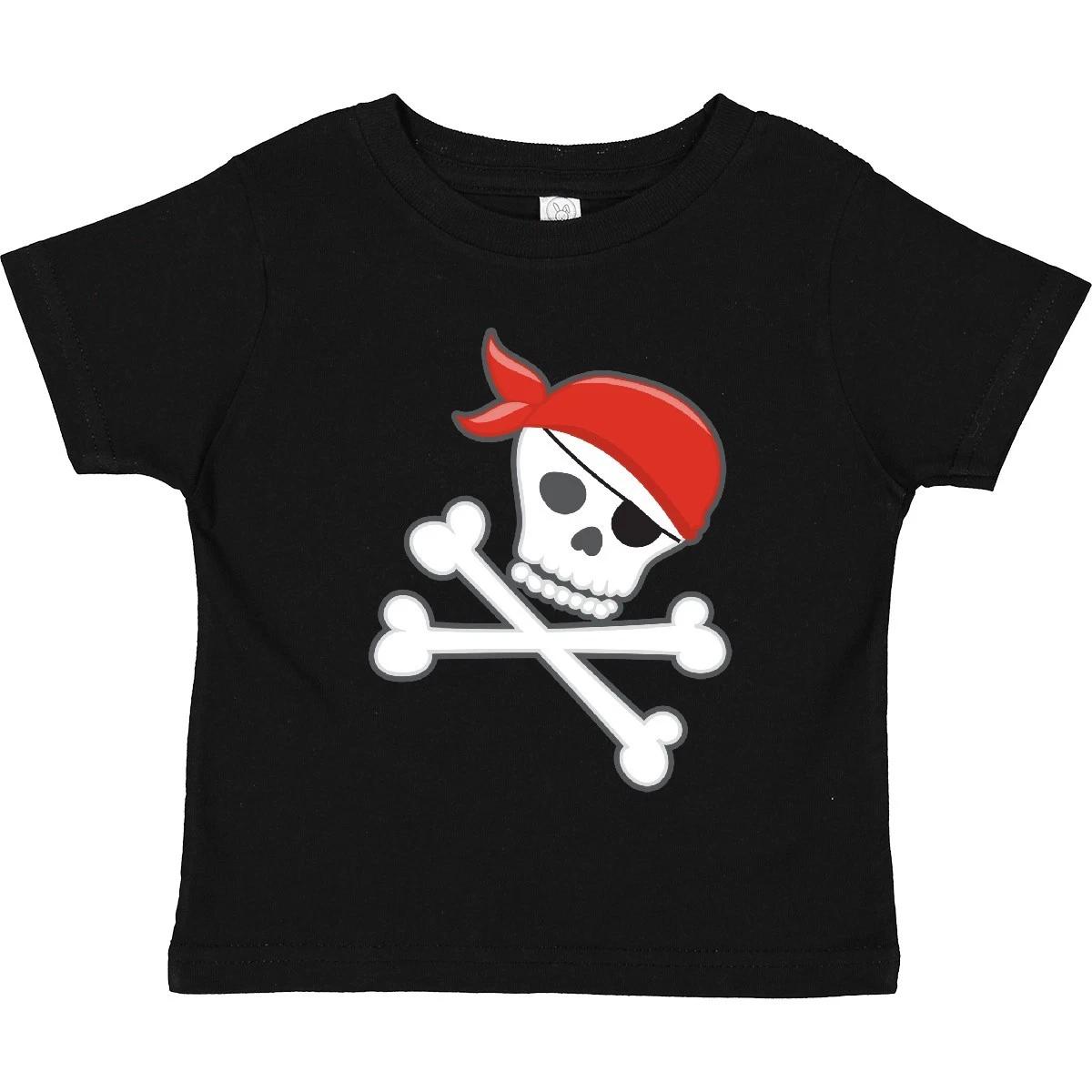 Inktastic Pirate Skull And Crossbones Toddler T-Shirt Pirates Ship Eye Patch At 110