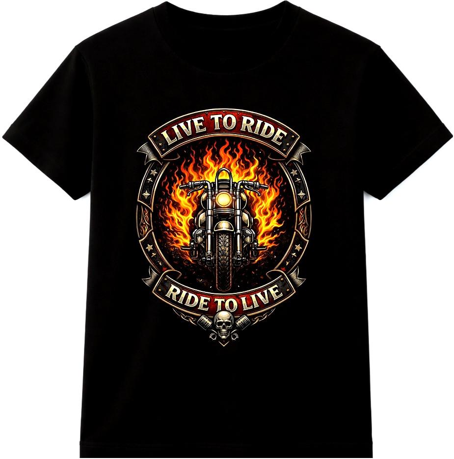 Футболка для мотоциклиста Live To Ride Ride To Live Байкер Двигатель Винтажная Графическая футболка S разноцветный