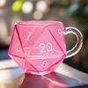 Transparent Glass Rainbow D20 Dice Mug with Handle Fantasy Themed Polyhedral Dice Coffee Cup Game Mug for RPG Lovers