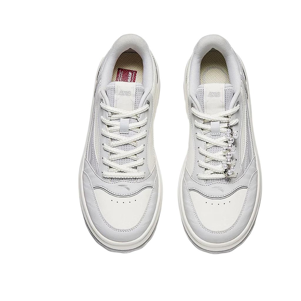 Anta Qingfeng Classic Fashion Shock Absorbing Durable Low-Top Skate Shoes Women Sneakers White Gray 122638035-1