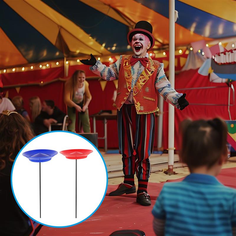 2 Sets with Sticks Juggling Set Rotating Plates and Sticks Circus Acrobatic Performance Props Clown Party Supply