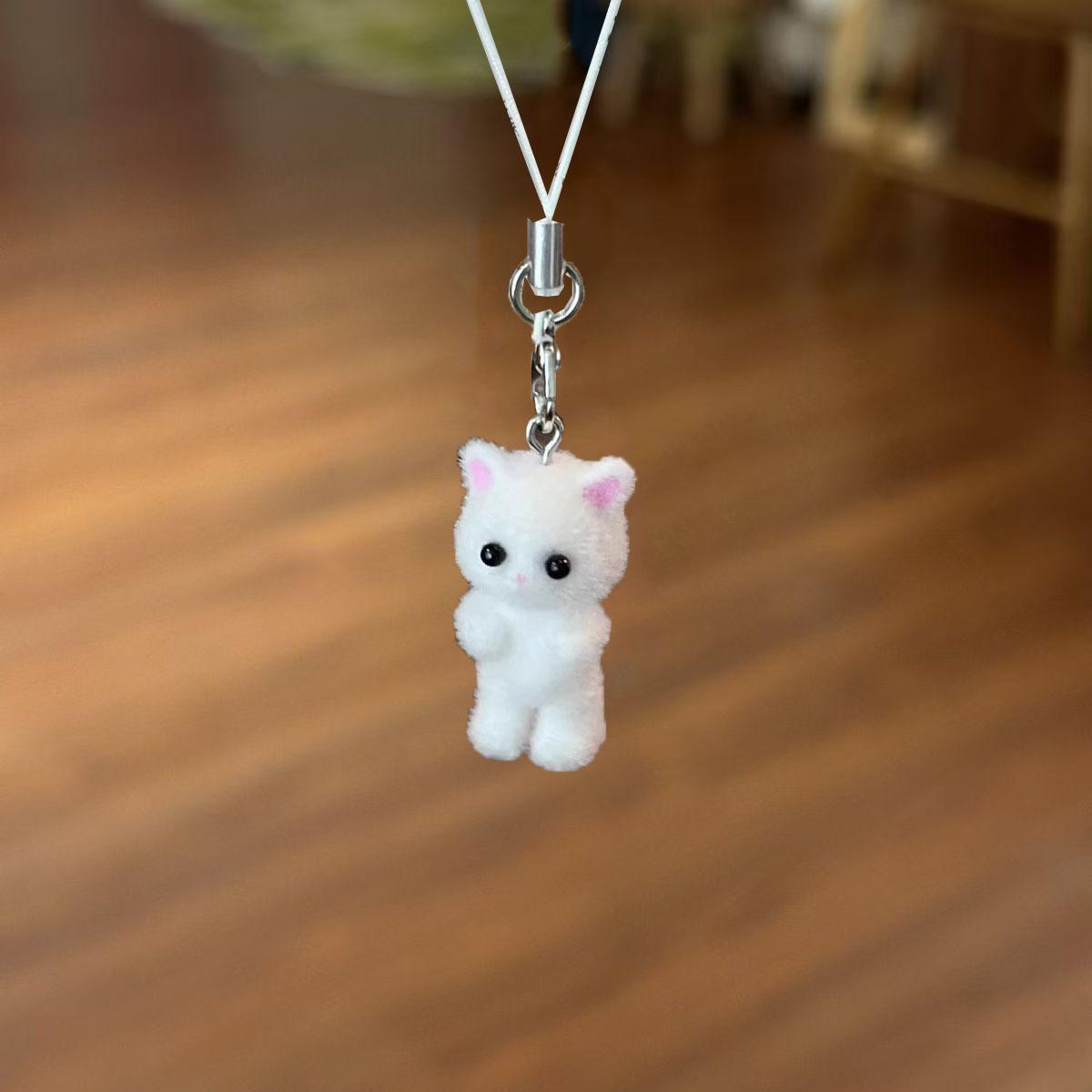 1 шт. Флокированный кулон Милый трехмерный брелок-кошка Подвеска для мобильного телефона DIY Ручная работа Брелок для автомобильных аксессуаров