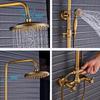 Antique Bathroom Rainfall Shower Faucet Set Wall Mount Dual Handle With Handshower Brass Bathroom Shower Mixer Tap