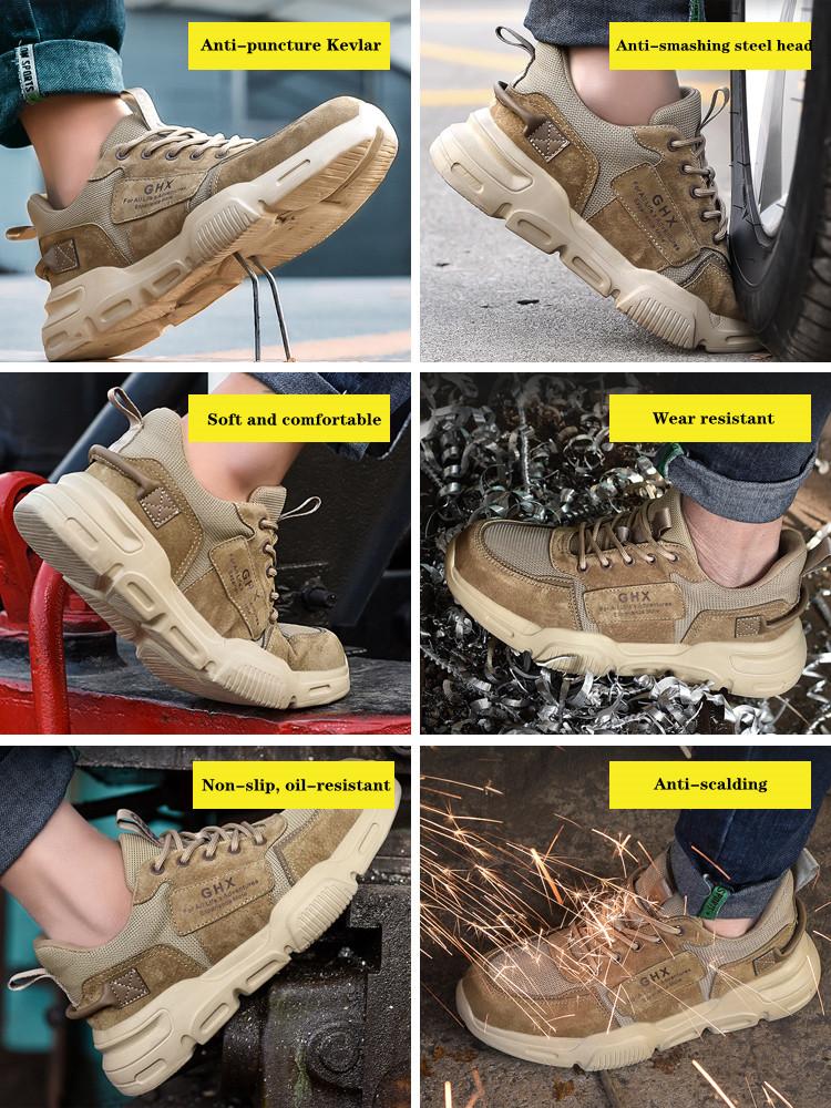 Work Safety Shoes Man Lightweight Breathable Boots Anti-puncture Steel Toe Anti-smashing Work Boots Protective Sneakers