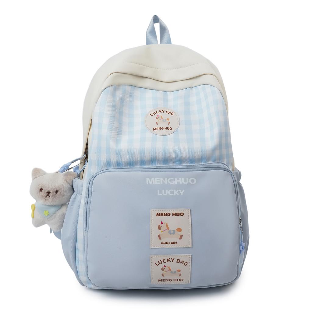 Schoolbag Japanese New High-value, Fresh and Sweet Plaid Backpack, Junior High School Student Schoolbag for Women, Lightweight and Large-capacity