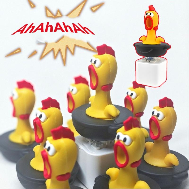 Portachiavi Giocattolo Fidget Rana Gracidante Portachiavi Gallo Ricaricabile Con Suono & LED, Cliccatore Tastiera Anatra Divertente Sollievo dallo Stress