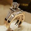 Elegant Cubic Zirconia Eight Hearts & Arrows Women's Engagement Ring Set