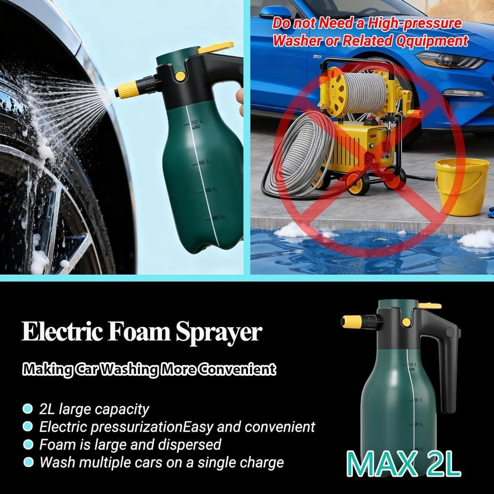 Xiaomi Electric Pressurized Foam Sprayer, 2L Cordless Pump Sprayer with One-Touch Lock, Portable Foam Sprayer for Car Wash, House