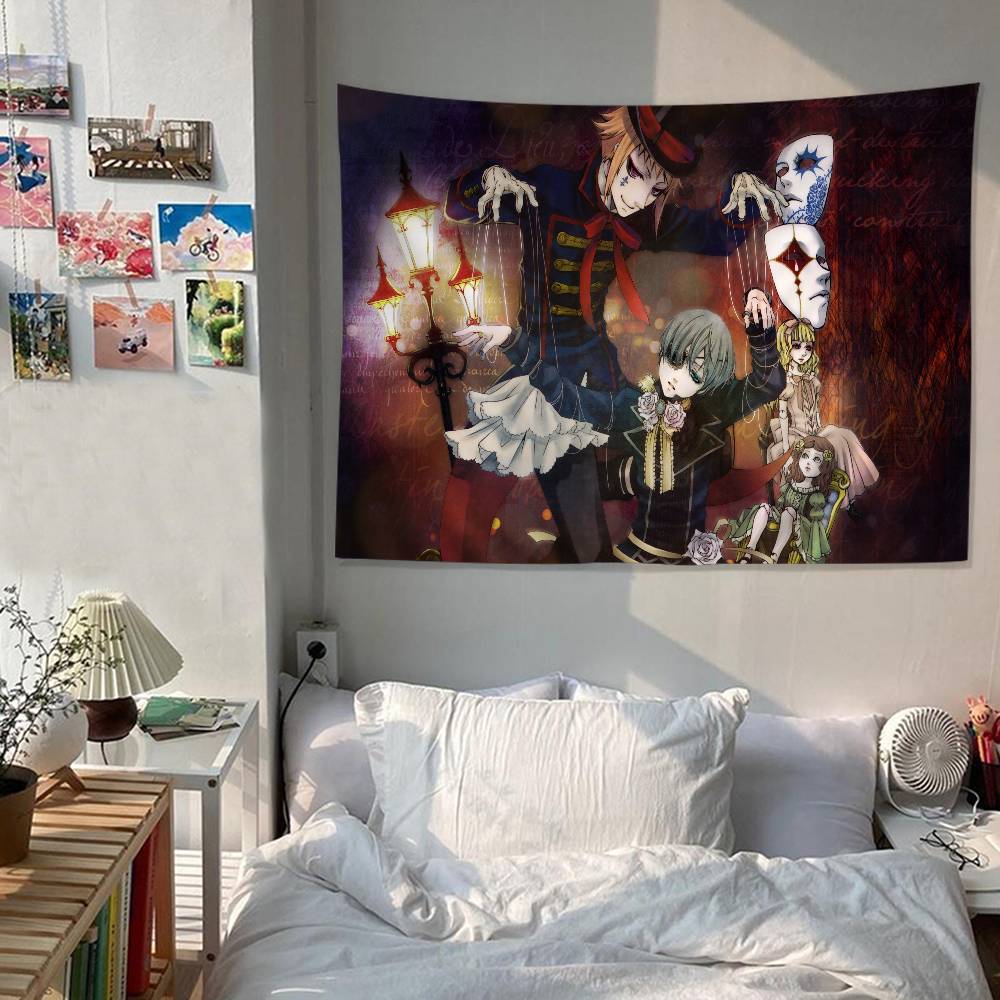 BBlack Anime BButler DIY Wall Tapestry For Living Room Home Dorm Decor Wall Art Decor