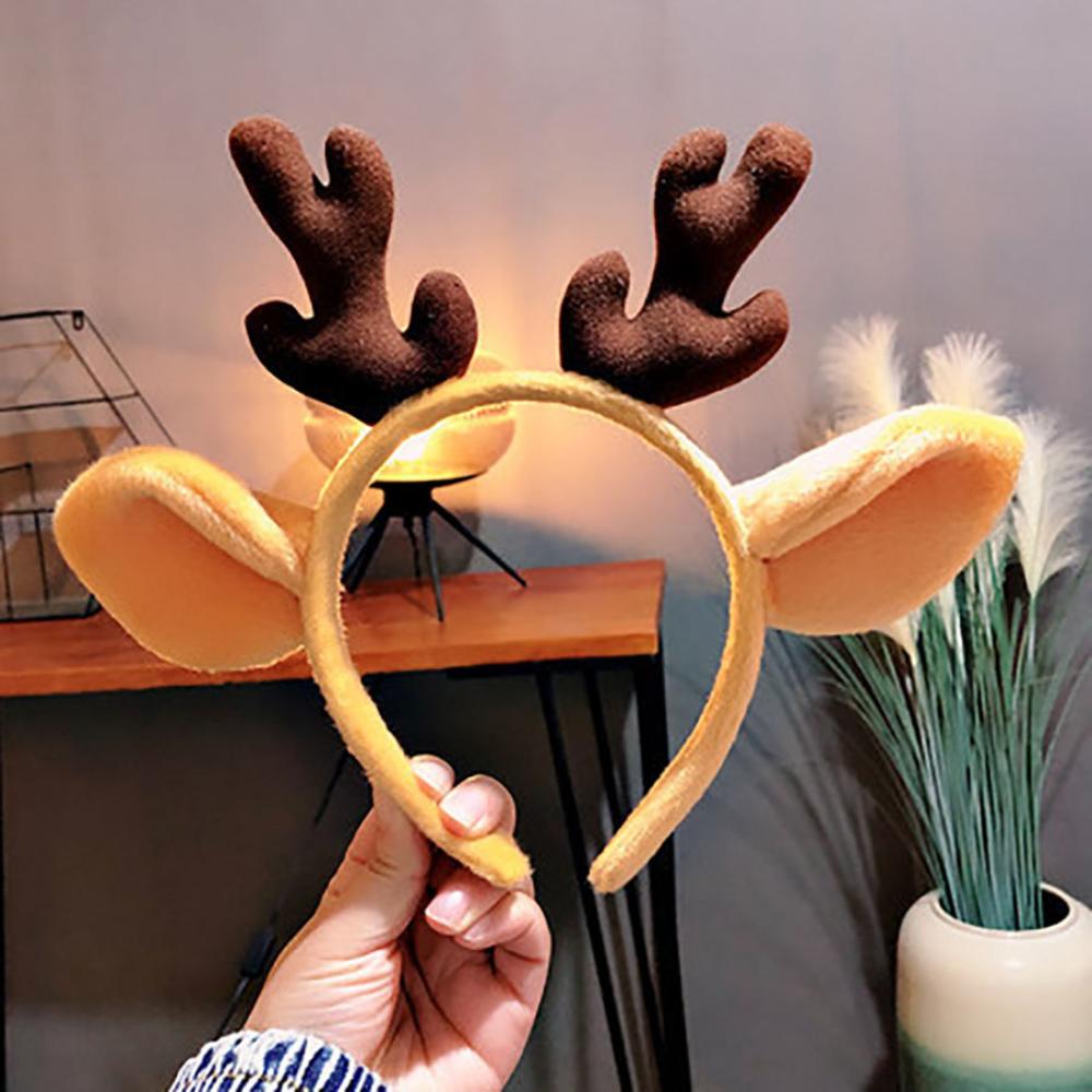 Plush Deer Ears Headbands Cartoon Antlers Cute Animal Horn Children Hairbands for Christmas Headpiece Party Supplies Photo Props