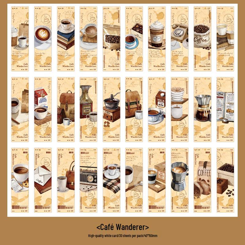 Mu Ran Vintage Cafe-Themed Paper Bookmark Set