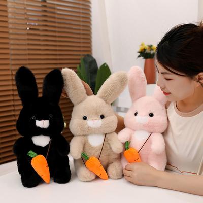 Cartoon Langhaar Karotte Kaninchen Plüsch Puppe Kissen Schwarz Braun Rosa Kaninchen Tier Plüsch Beschwichtigen Spielzeug Geburtstagsgeschenk Für Mädchen