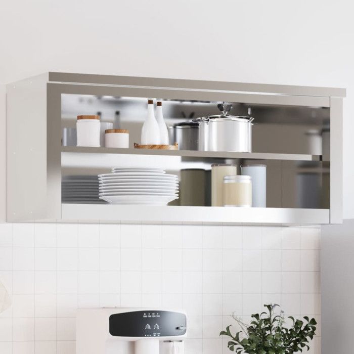 Armoire murale de cuisine avec étagère acier inoxydable