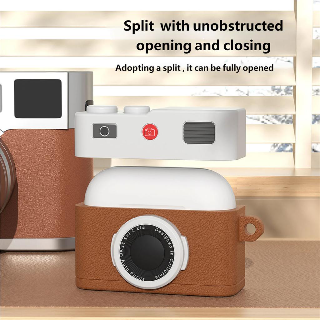 Retro Camera Protective Case for 4/3/Pro3 Wireless Earbuds Shell with Liquid Silicone AntiDrop Protections for Home