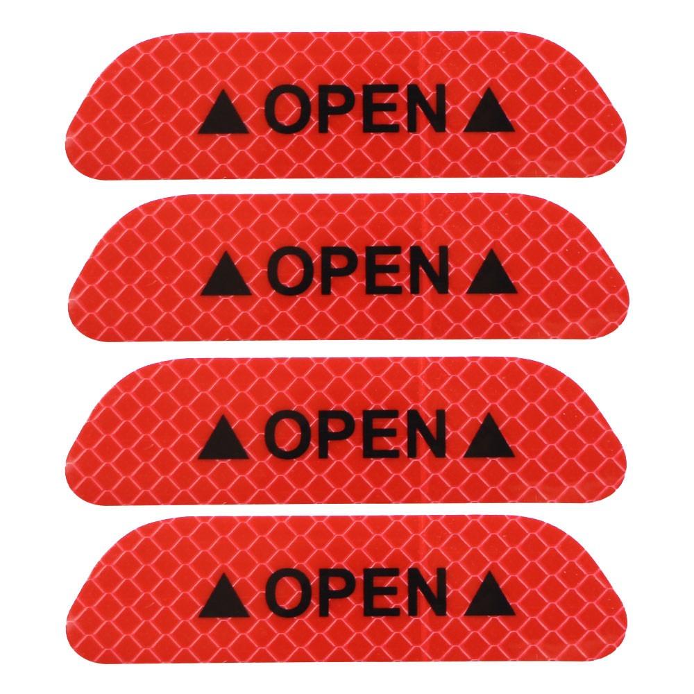 Car Open Door Sticker Door Stickers Open Sign Safety Sticker Reflective Night Warning Tape 4Pcs Decal Accessories