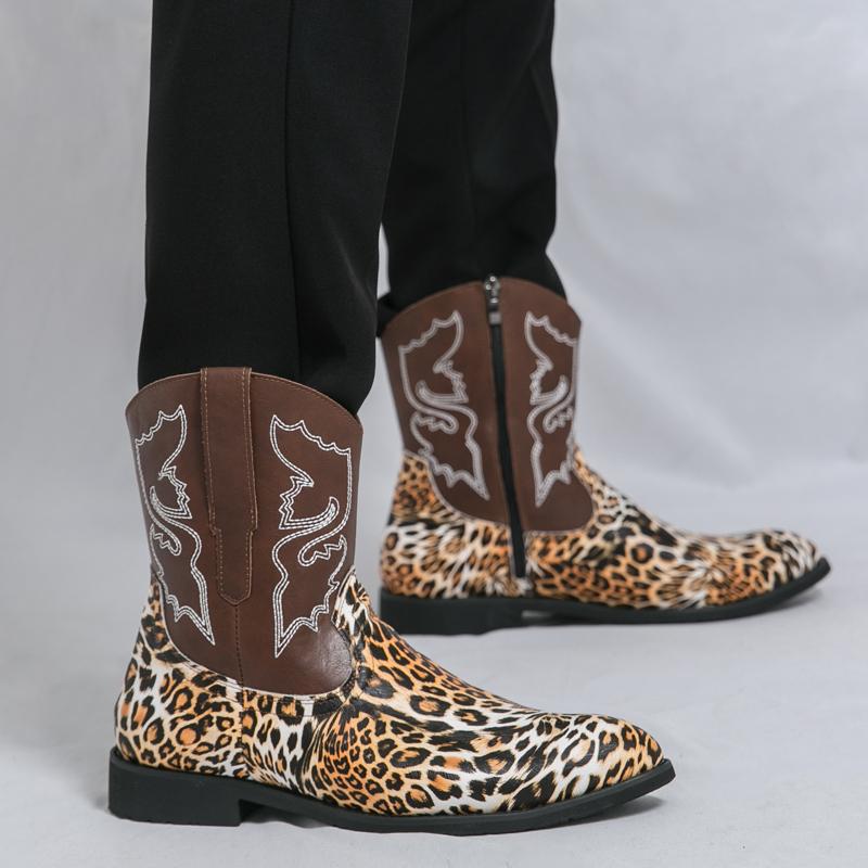 Fashion Retro Style West Cowboy High Top Embroidery Boots Autumn New Men Outdoor Casual Boots Fashion Soft Sole Comfort Motorcycle Boots