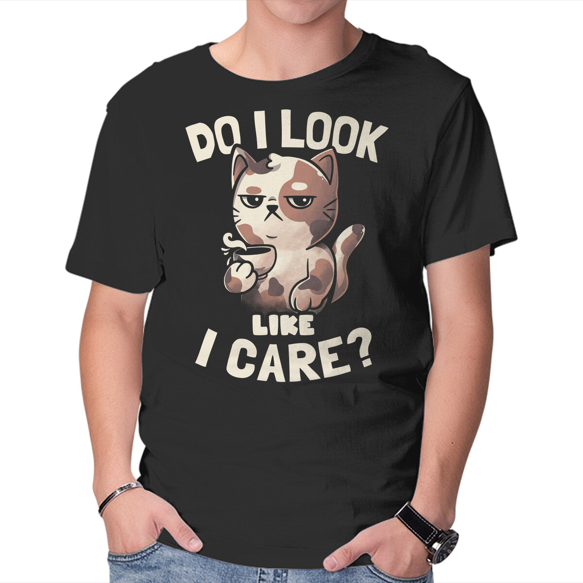 Unisex Crew Neck T-Shirt Do I Look Like I Care Graphic Short Sleeve Casual Tee XXXXL
